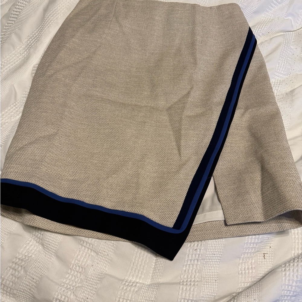 Beige Skirt with Blue and Black Trim